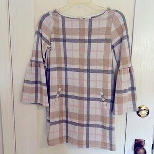 Janie and Jack Plaid Bell Sleeve Dress NWT